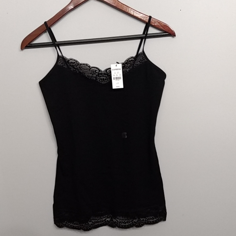 Express NWT Black Cami with Lace Trim